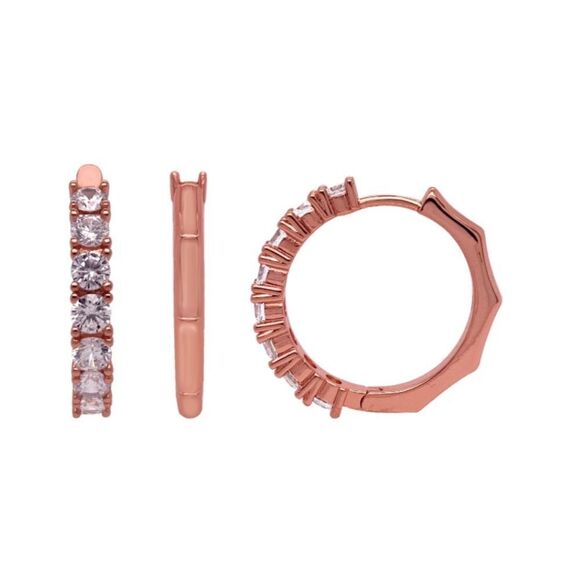 NWT And Now This Rose Gold Plated Reversible Imitation CZHoop Earrings - Picture 1 of 4